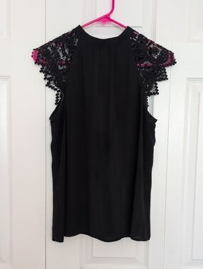 Express Black Lace-Trim Halter Camisole
